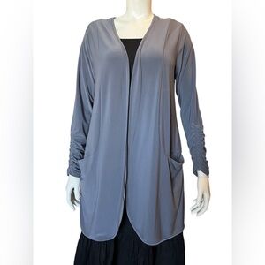 Sympli Classic Gray Jacket with Pleated Sleeves Size 8 Open Font With Pockets